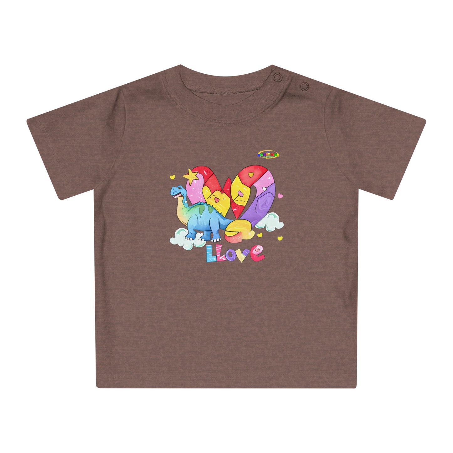 Cute Rainbow Heart Dino Graphic Baby T-Shirt-mybrigtsideclothing.com