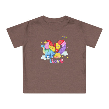 Cute Rainbow Heart Dino Graphic Baby T-Shirt-mybrigtsideclothing.com