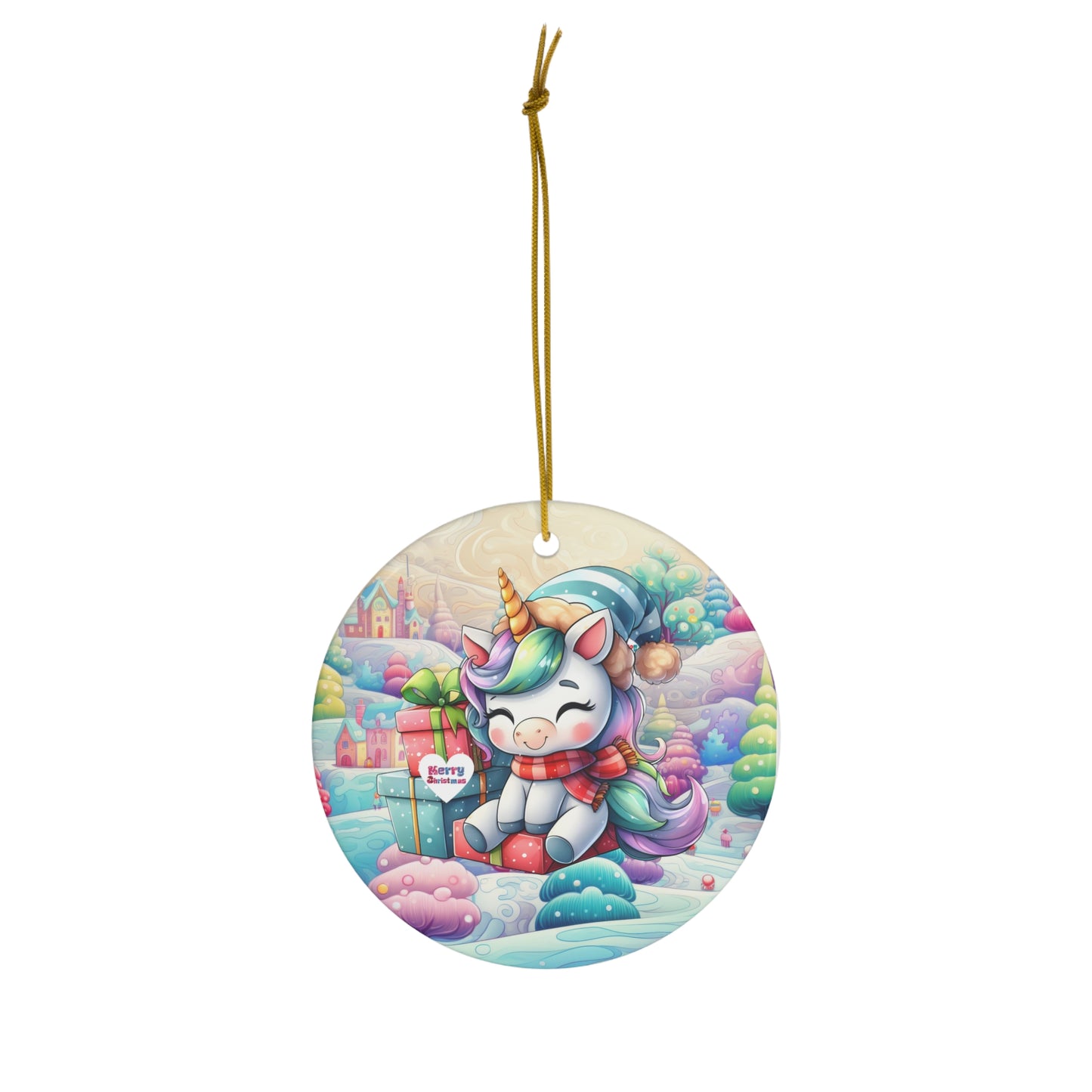 Cute Pastel Baby Unicorn Christmas Ceramic Ornament--My Bright Side Clothing