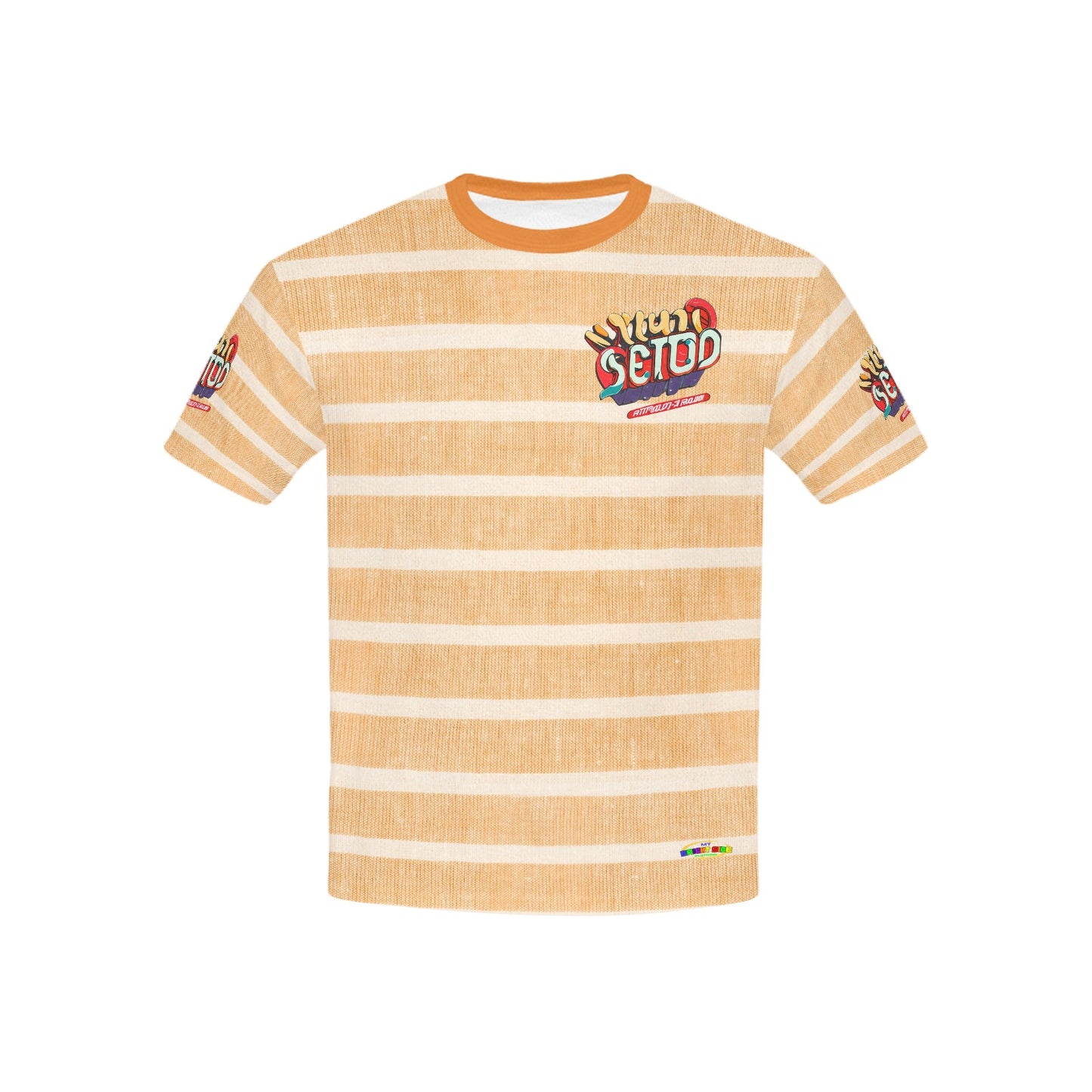 Orange Retro Stripped Pattern and logo Children's T-Shirt-My Bright Side Clothing