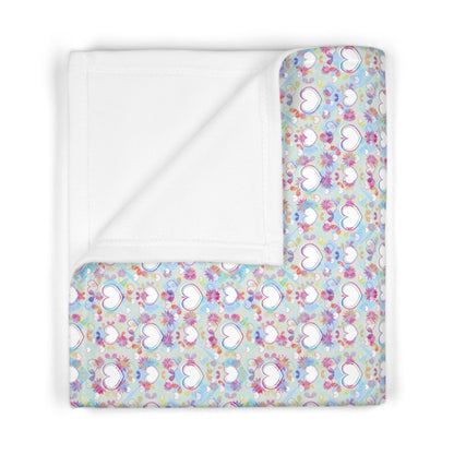 Pastel Heart Pattern Soft Fleece Baby Blanket-My Bright Side Clothing