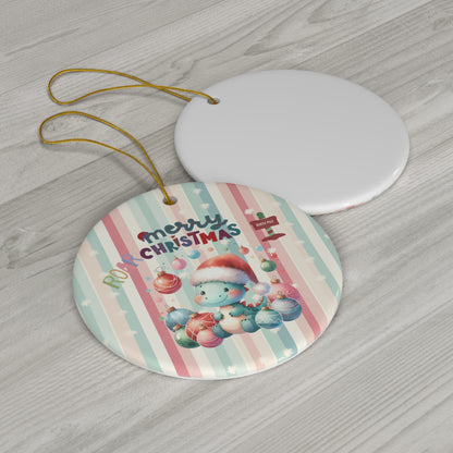 Cute Pastel Baby Dino Christmas Ceramic Ornament --My Bright Side Clothing