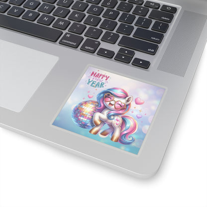 Happy New Year Pastel Unicorn Kiss-Cut Sticker-My Bright Side Clothing