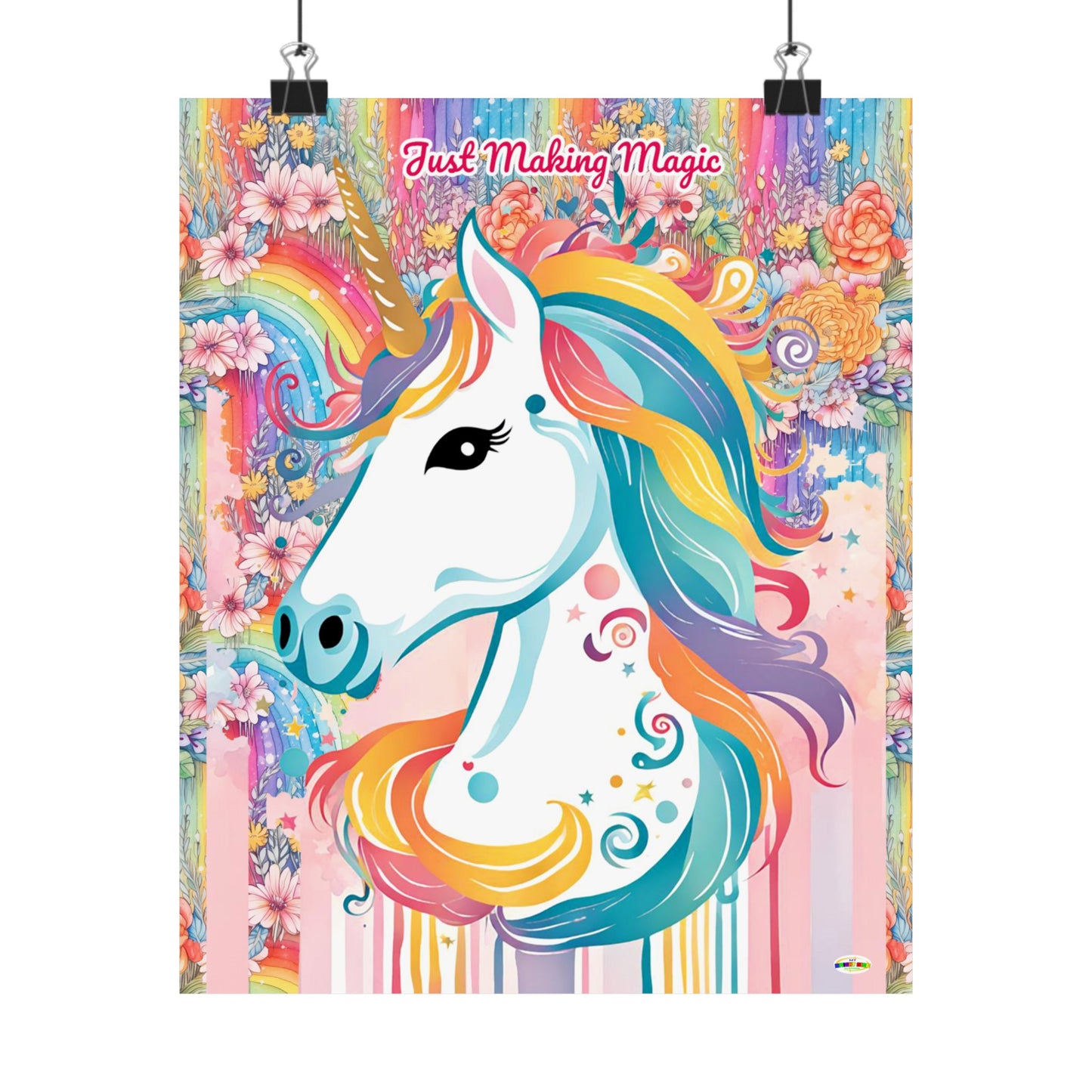 Just Making Magic-Beautiful Rainbow Flower Unicorn Matte Vertical Poster-My Bright Side Clothing