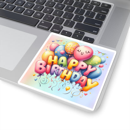 Cute Balloon  Happy Birthday Kiss-Cut Sticker-My Bright Side Clothing