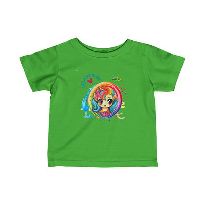 Cute Believe in me Rainbow Unicorn Infant Fine Jersey Tee-My Bright Side Clothing