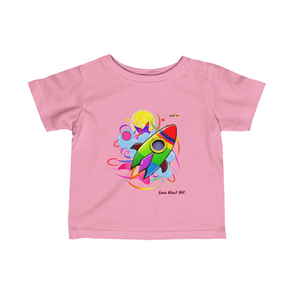 Cute Love Blast Off Rocket Ship Graphic Infant Fine Jersey Tee  -My Bright Side Clothing