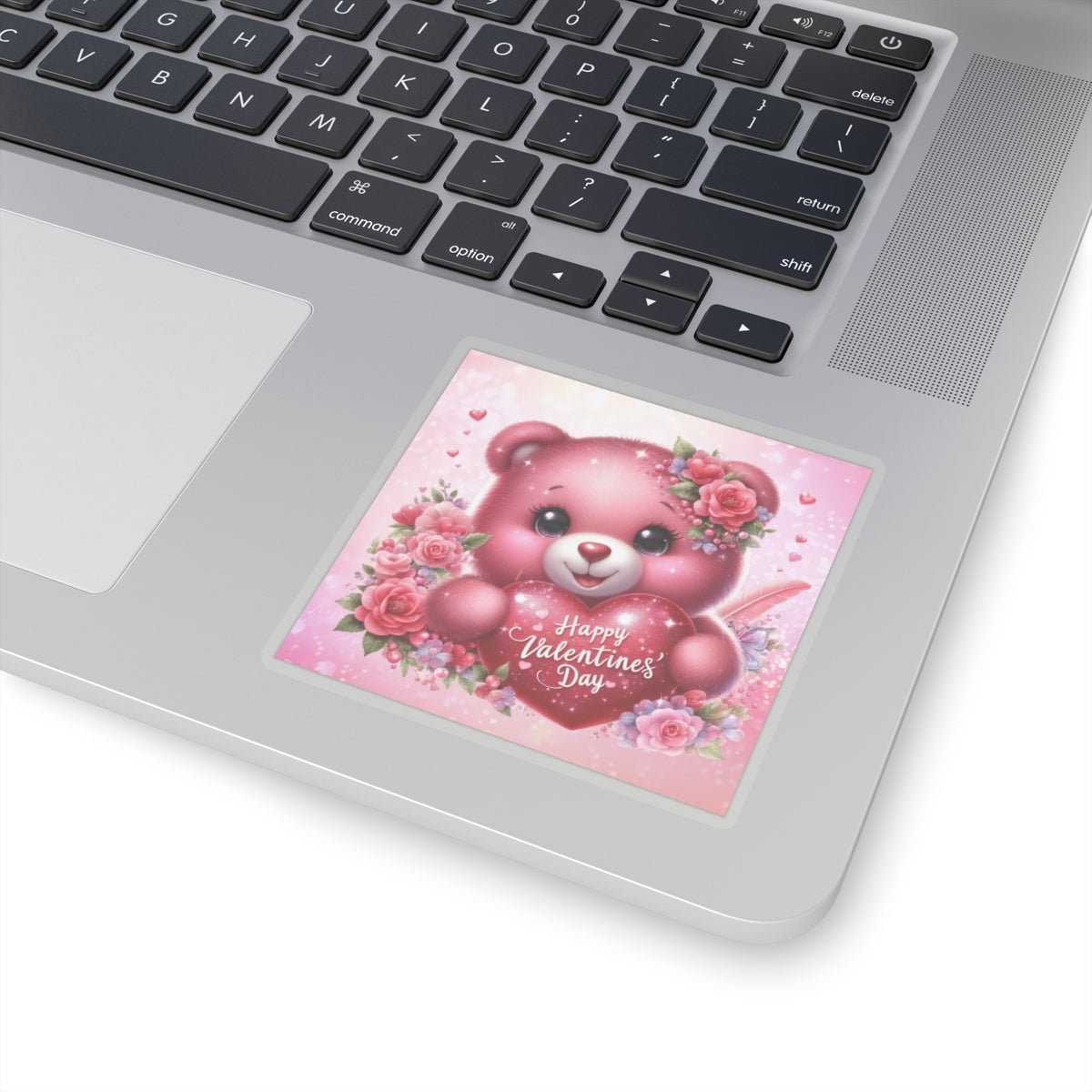 Cute Pink Teddy Bear Valentines Kiss-Cut Sticker-My Bright Side Clothing