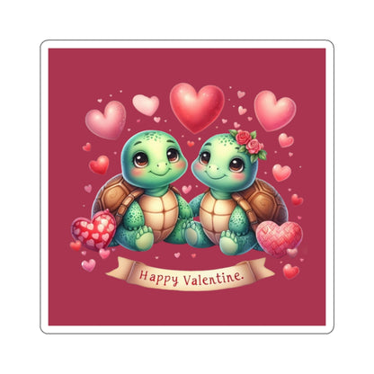 Cute and Sweet Happy Valentines Baby Turtles Kiss-Cut Sticker-My Bright Side Clothing