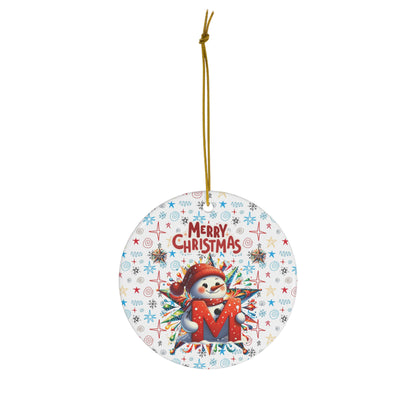 Letter M Cute Christmas Snowman ceramic ornament(A-Z Collection)-My Bright Side Clothing