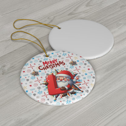 Letter L Cute Christmas Santa ceramic ornament(A-Z Collection)-My Bright Side Clothing