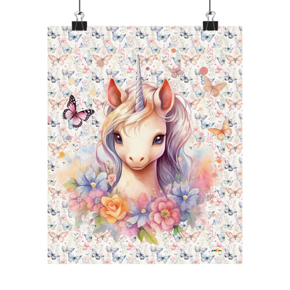 Beautiful Floral Butterfly Unicorn Graphic Matte Vertical Poster-My Bright Side Clothing