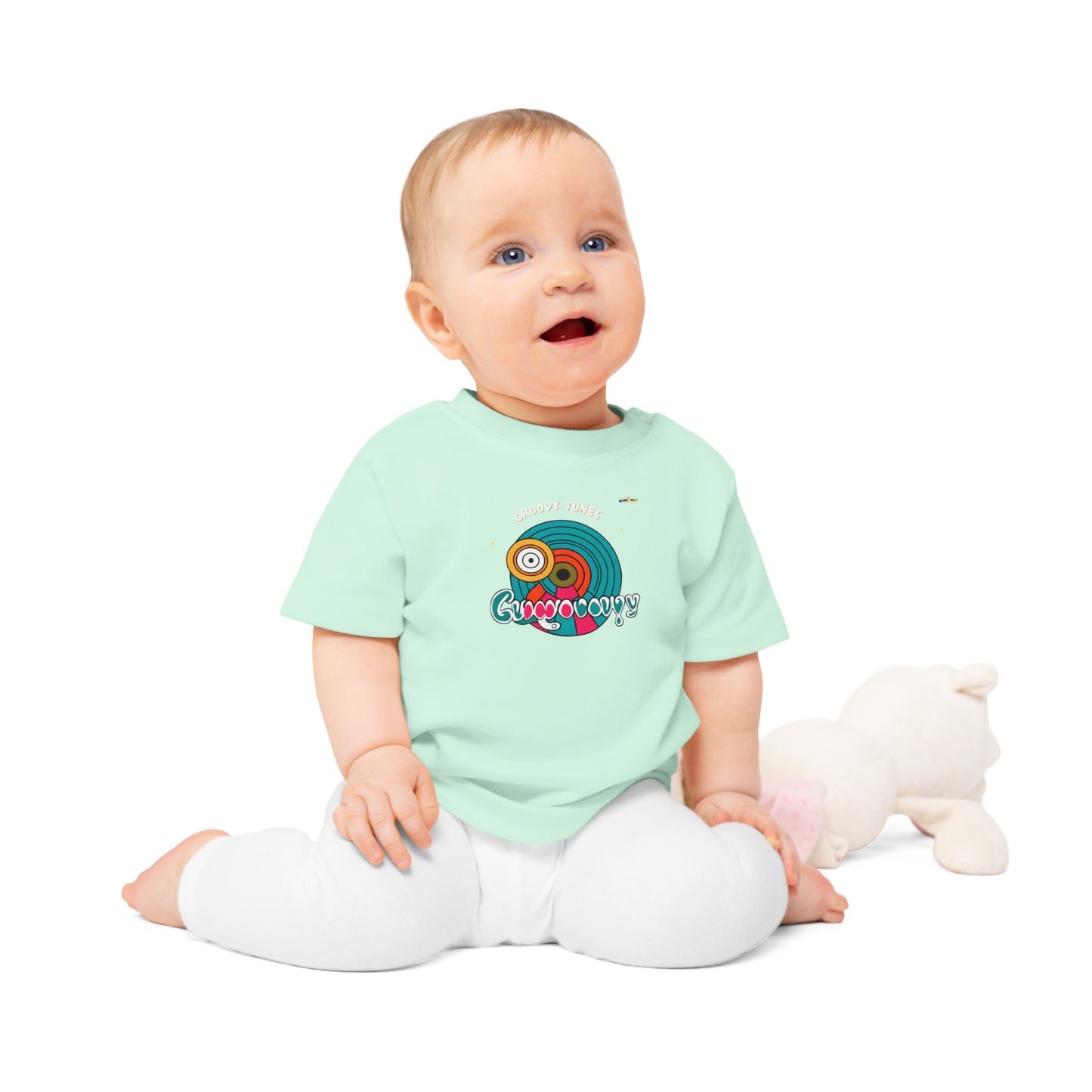 Cute Groovy Tunes Retro record Logo Baby T-Shirt -MyBrightSideClothing