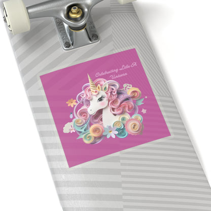 Cute Birthday Unicorn Kiss-Cut Sticker-My Bright Side Clothing