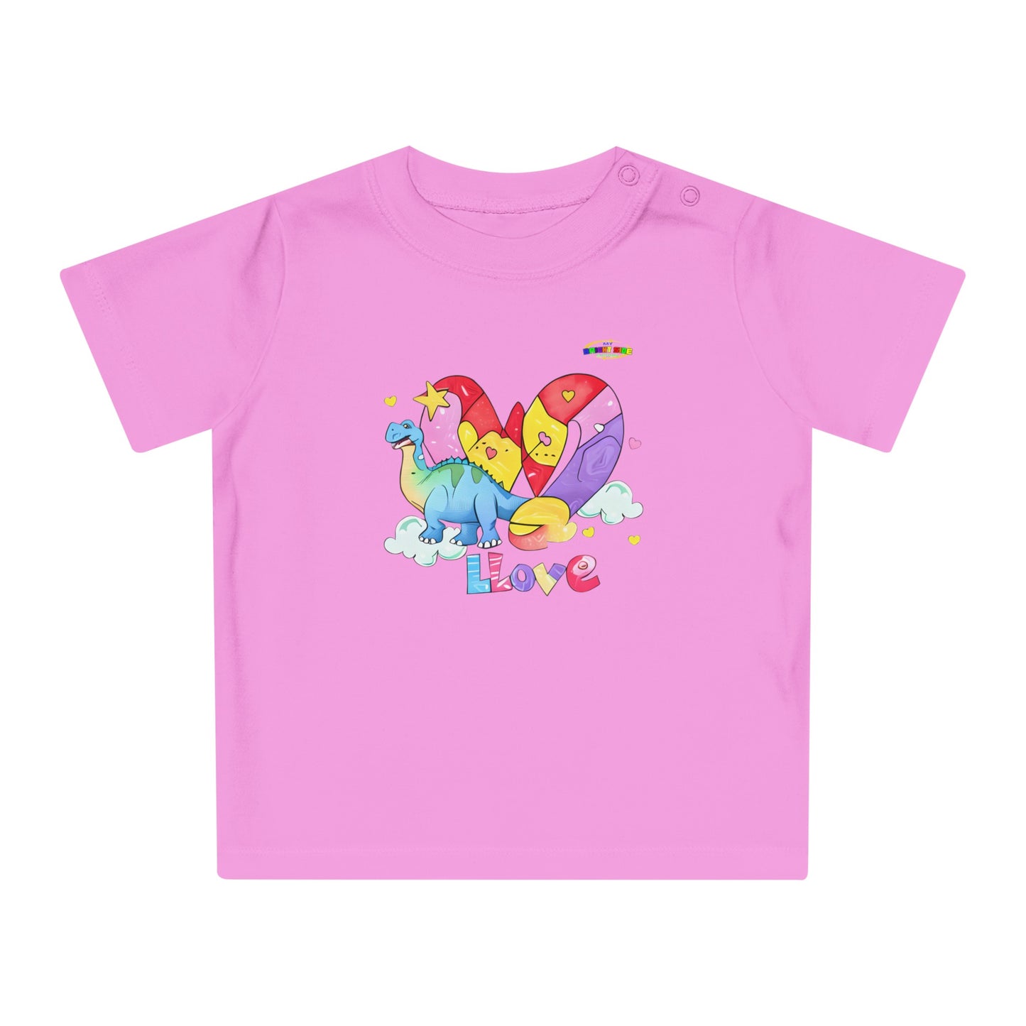 Cute Rainbow Heart Dino Graphic Baby T-Shirt-mybrigtsideclothing.com