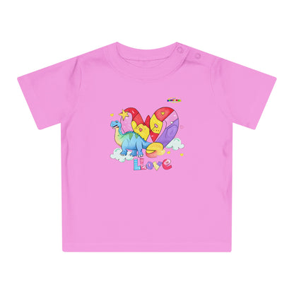 Cute Rainbow Heart Dino Graphic Baby T-Shirt-mybrigtsideclothing.com