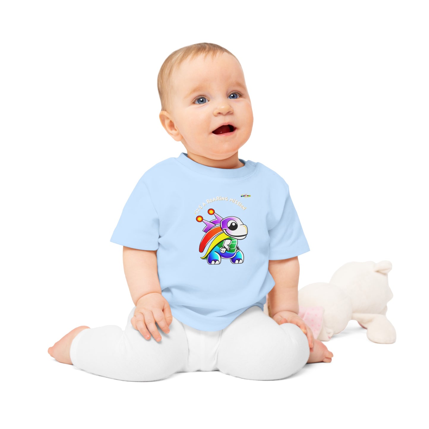 Cute Its a roaring mission super dino Logo Baby T-Shirt -MyBrightSideClothing