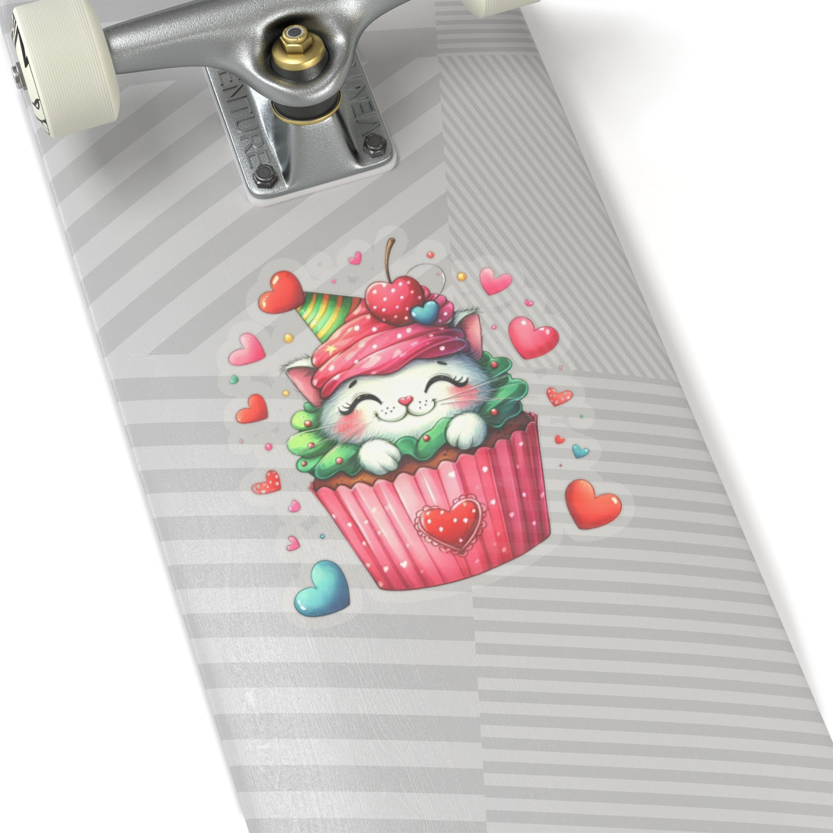 Cute and Sweet Little Cupcake Kitten Valentines -Kiss-Cut Sticker-My Bright Side Clothing