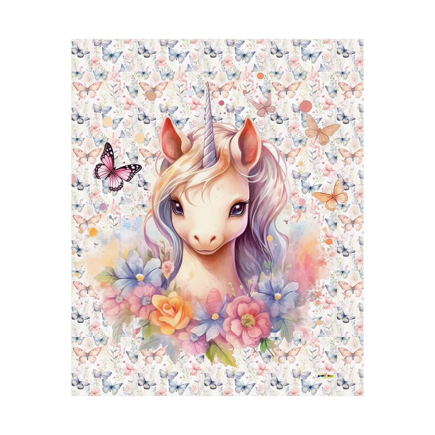 Beautiful Floral Butterfly Unicorn Graphic Matte Vertical Poster-My Bright Side Clothing