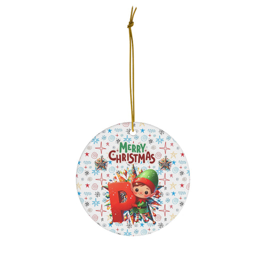 Letter P  Cute Christmas Elf ceramic ornament(A-Z Collection)-My Bright Side Clothing