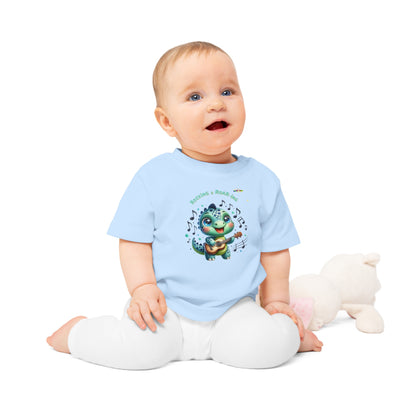 Cute Baby Dino Playing the guitar Baby T-shirt-My Bright Side Clothing