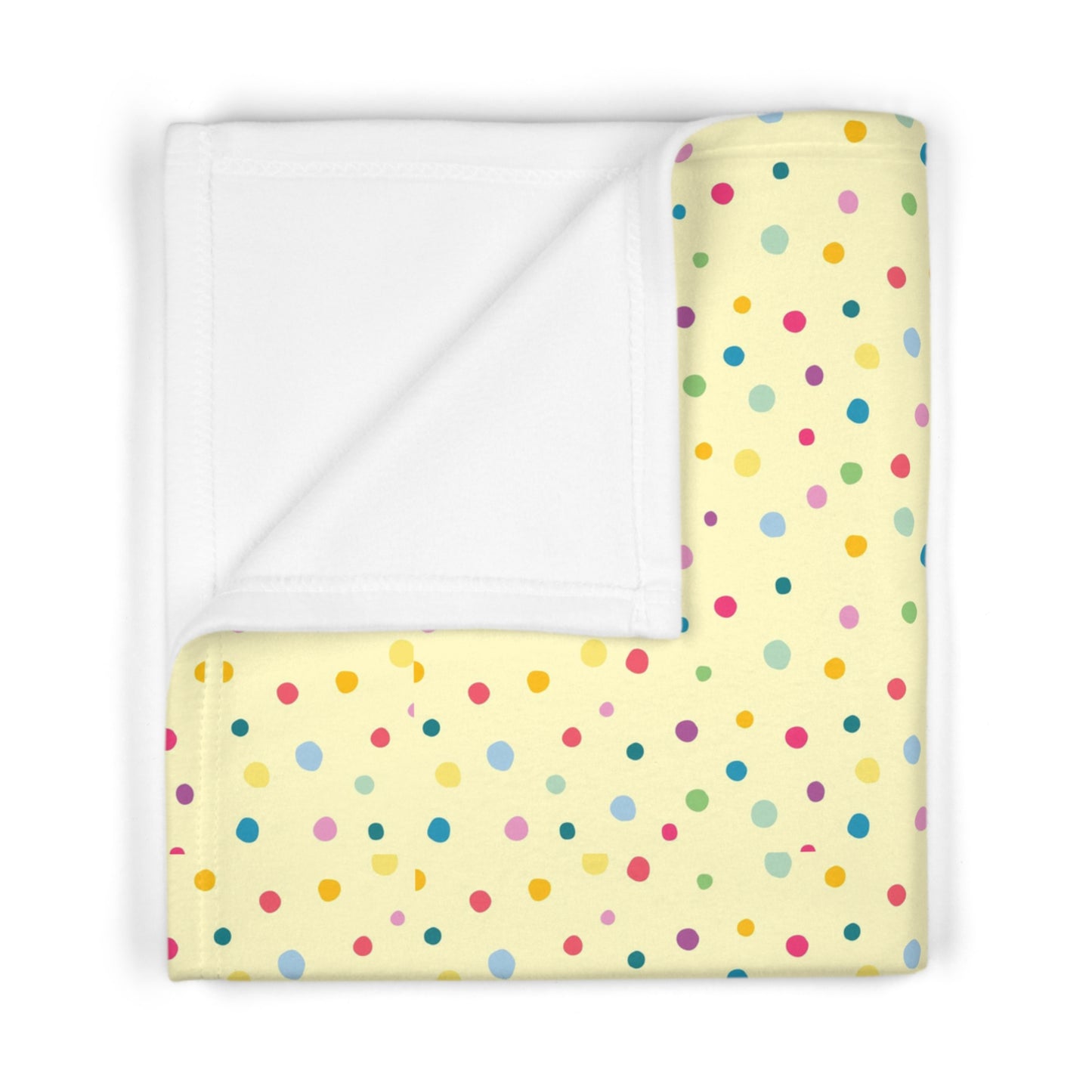 Cute Pastel Yellow Rainbow Polkadot Pattern Soft Fleece Baby Blanket--My Bright Side Clothing