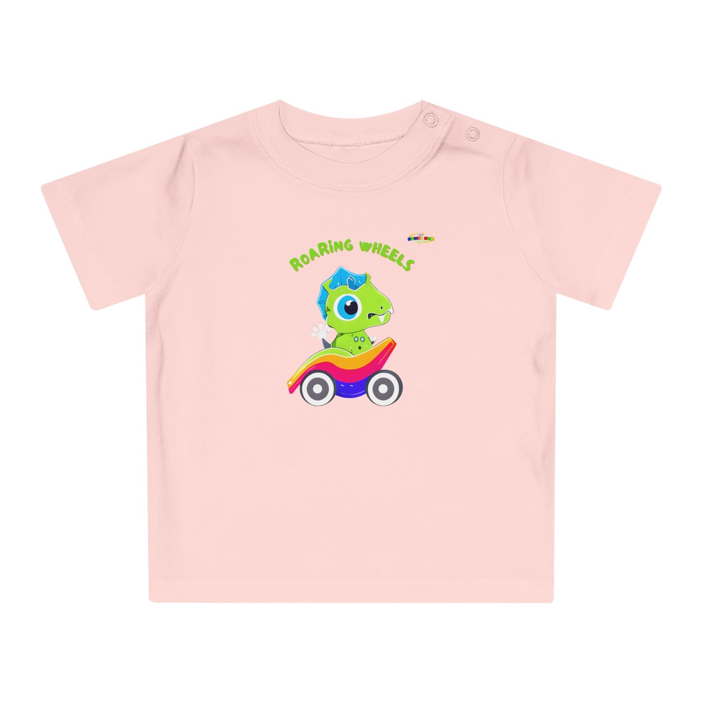 Cute Roaring Wheels Baby Dino Logo Baby T-Shirt -MyBrightSideClothing