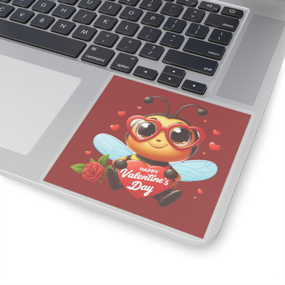 Cute and Sweet Happy Valentines Bumble Bee-Kiss-Cut Sticker-My Bright Side Clothing