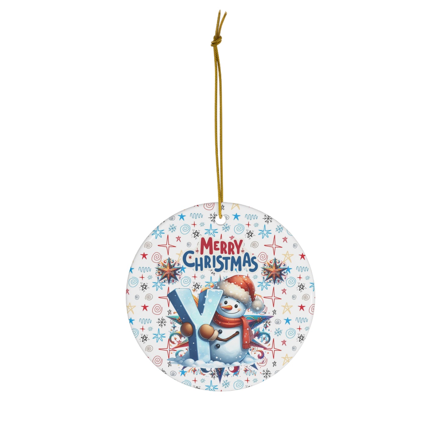 Letter Y Cute Christmas Snowman ceramic ornament(A-Z Collection)-My Bright Side Clothing