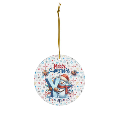 Letter Y Cute Christmas Snowman ceramic ornament(A-Z Collection)-My Bright Side Clothing