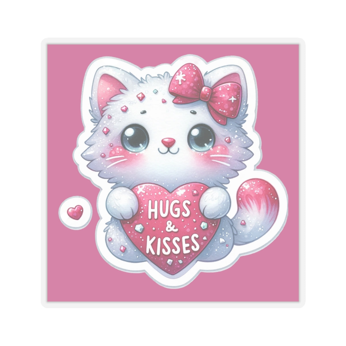 Cute and Sweet Happy Valentines Kitten-Kiss-Cut Sticker-My Bright Side Clothing