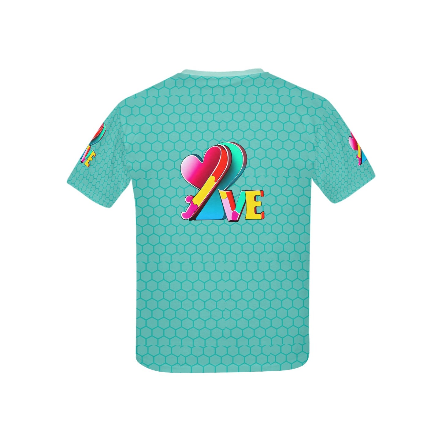 Beautiful Teal Rainbow Love  Abstract Graphic and Pattern Children's T-shirt-My Bright Side Clothing