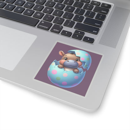 Cute and Sweet Little Hippo Easter Egg -Kiss-Cut Sticker-My Bright Side Clothing