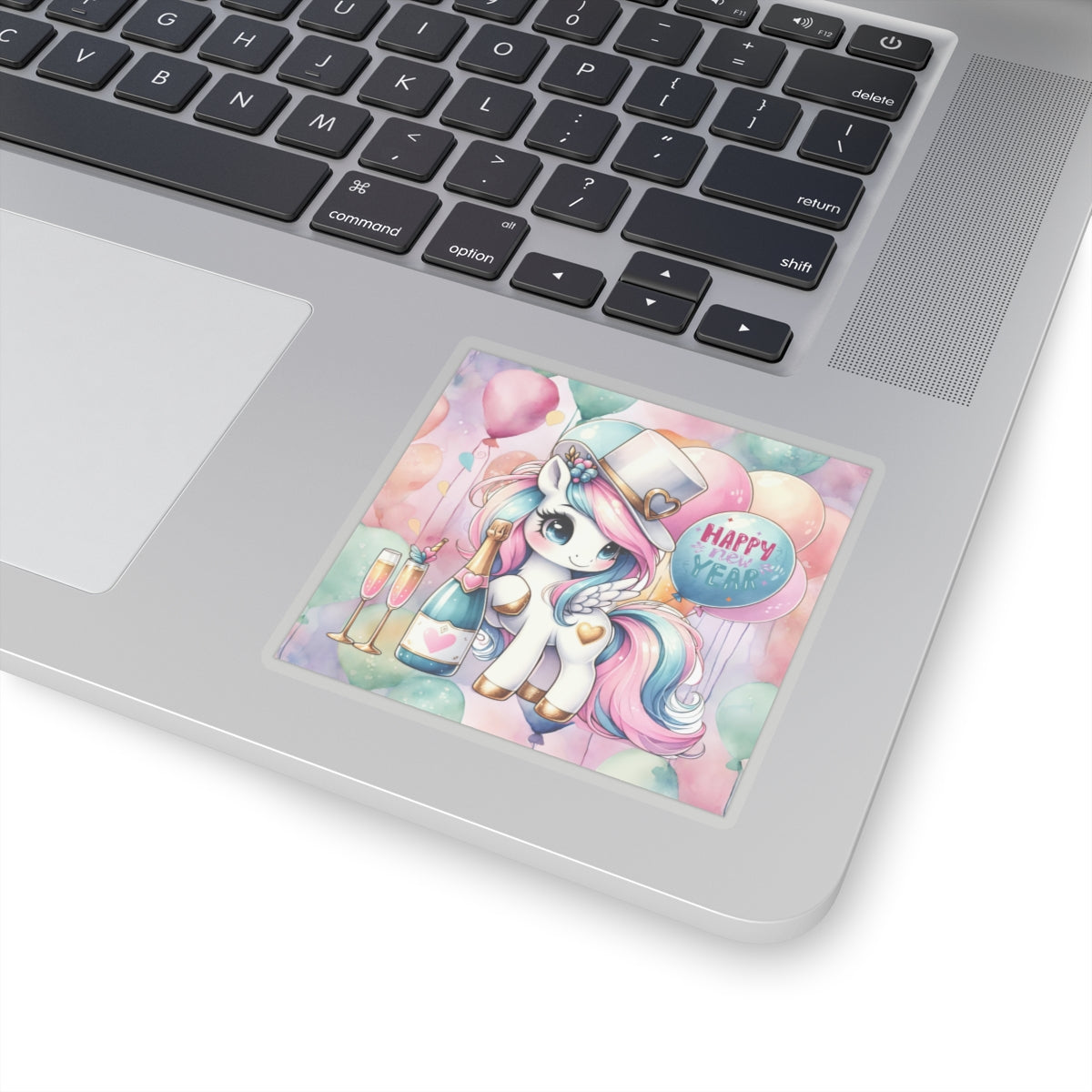 Happy New Year Pastel Unicorn Kiss-Cut Sticker-My Bright Side Clothing