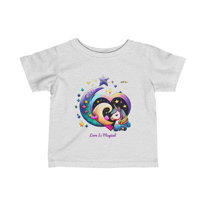 Cute Rainbow Heart Love is Magical Unicorn Graphic Infant Fine Jersey Tee  -My Bright Side Clothing