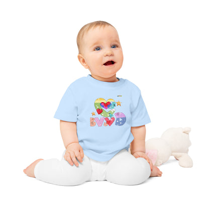 Cute Roaring Love Dino Graphic Baby T-Shirt-mybrigtsideclothing.com