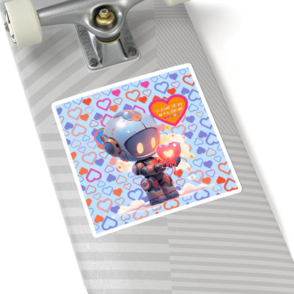 Please Be My AI Valentine cute Robot Kiss-Cut Sticker-My Bright Side Clothing