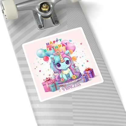 Cute Happy Birthday Pastel Unicorn Kiss-Cut Sticker--My Bright Side Clothing