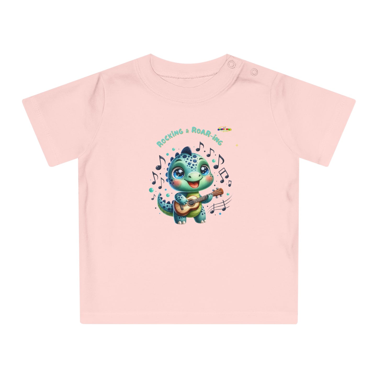 Cute Baby Dino Playing the guitar Baby T-shirt-My Bright Side Clothing