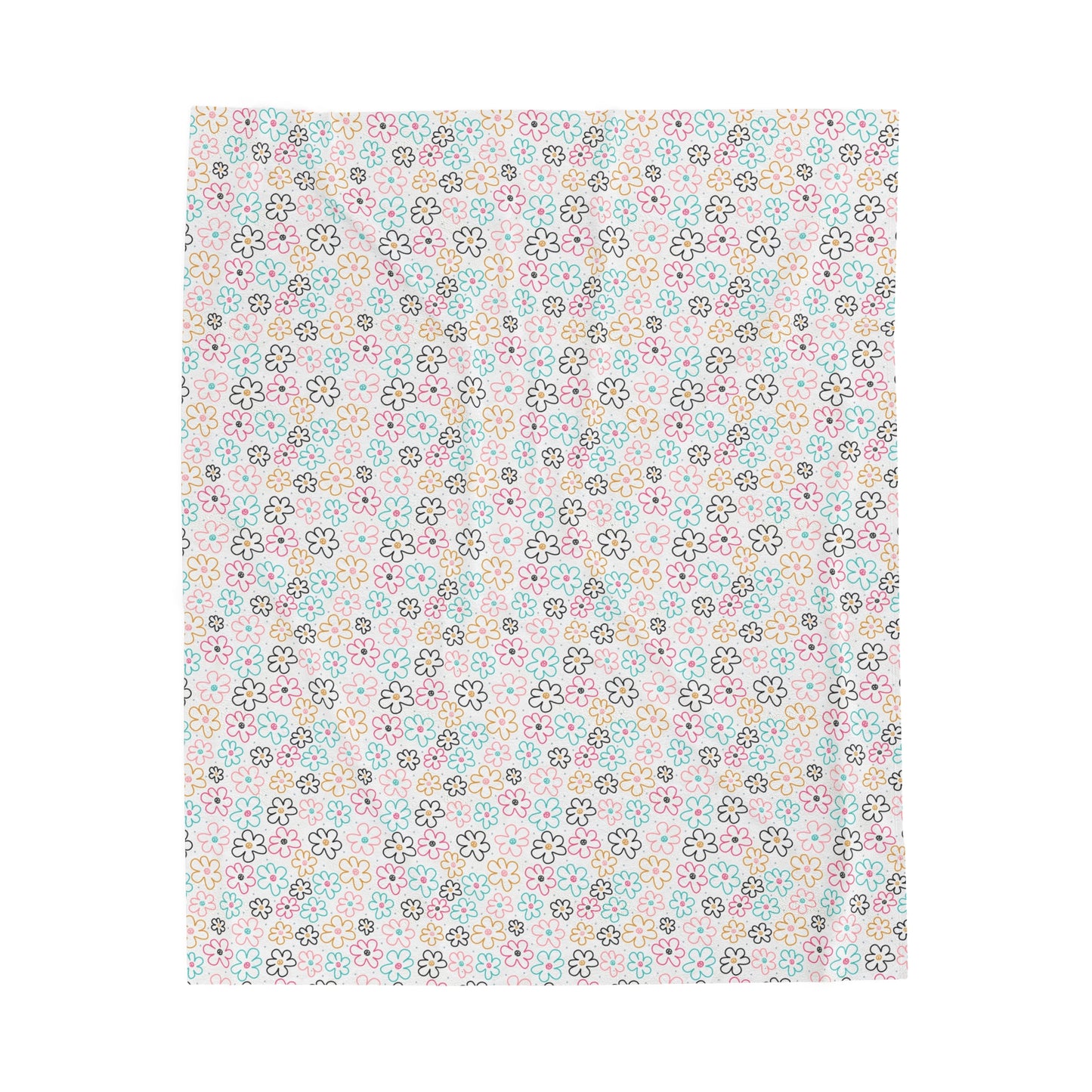 Cute Pastel Rainbow Flowers Pattern plush velveteen blanket-My Bight Side Clothing