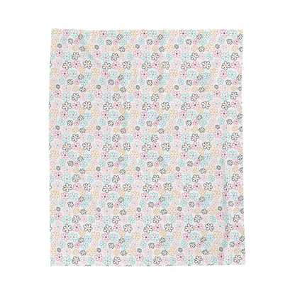 Cute Pastel Rainbow Flowers Pattern plush velveteen blanket-My Bight Side Clothing