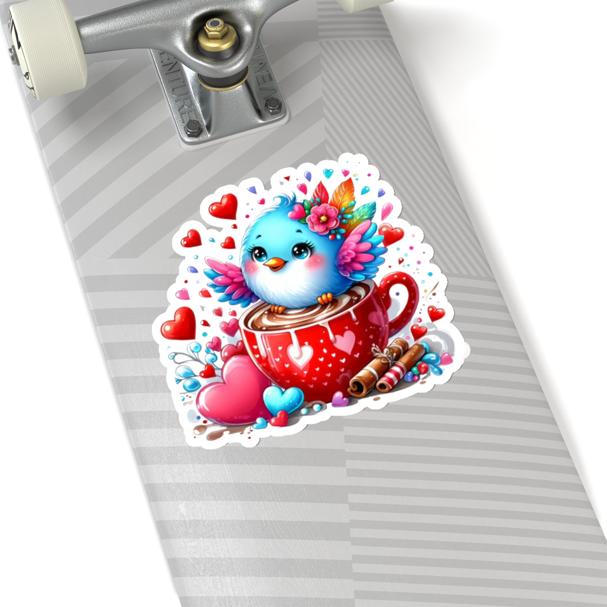 Cute and Sweet Little Cup of Love Blue Bird Valentines -Kiss-Cut Sticker-My Bright Side Clothing