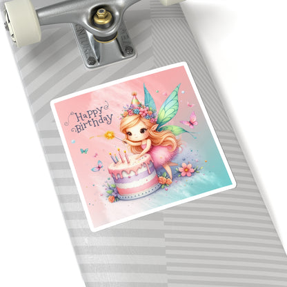 Cute Fairy Happy Birthday Kiss-Cut Sticker-My Bright Side Clothing