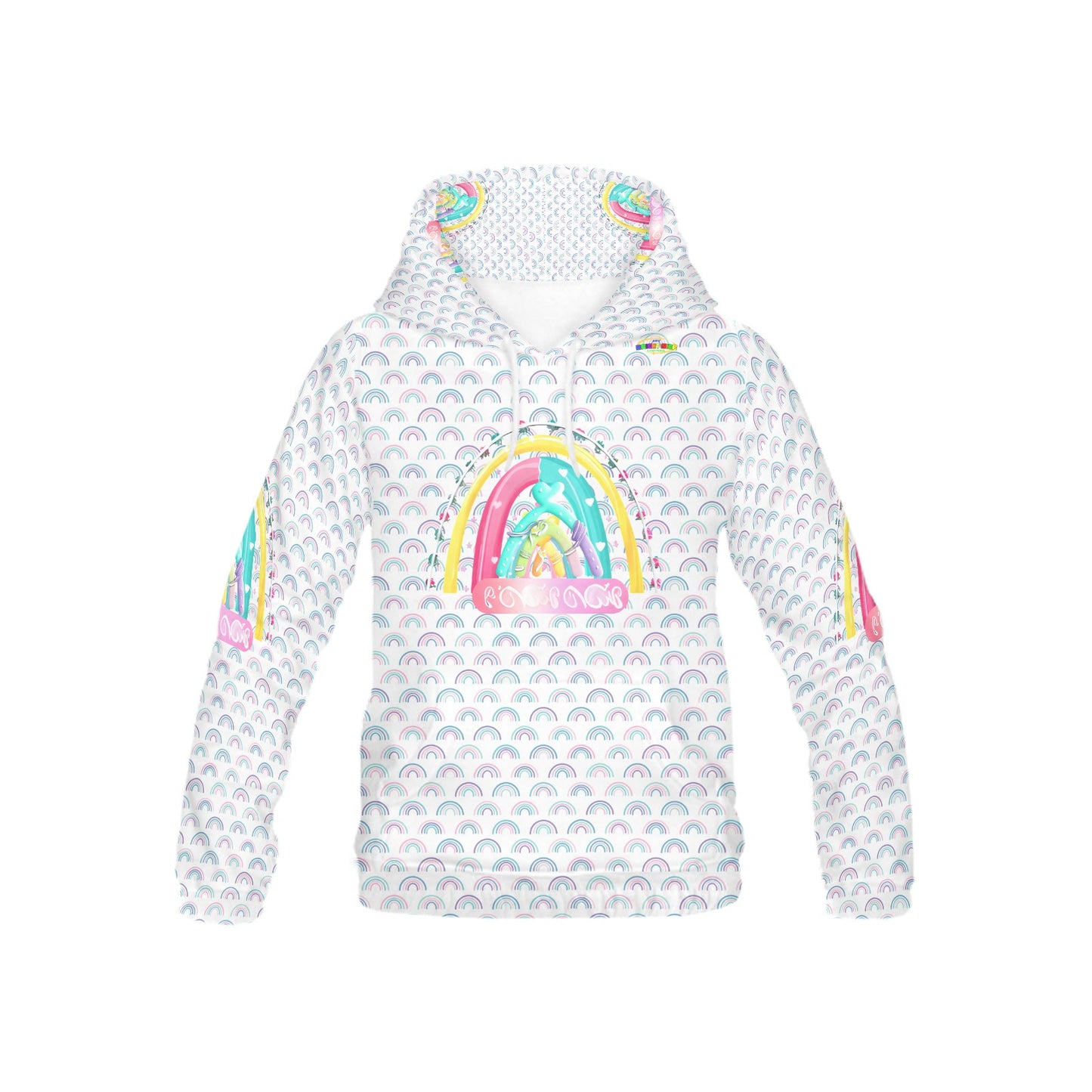 Pastel Rainbow Graphic and Pattern Children's Hoodie-My Bright Side Clothing