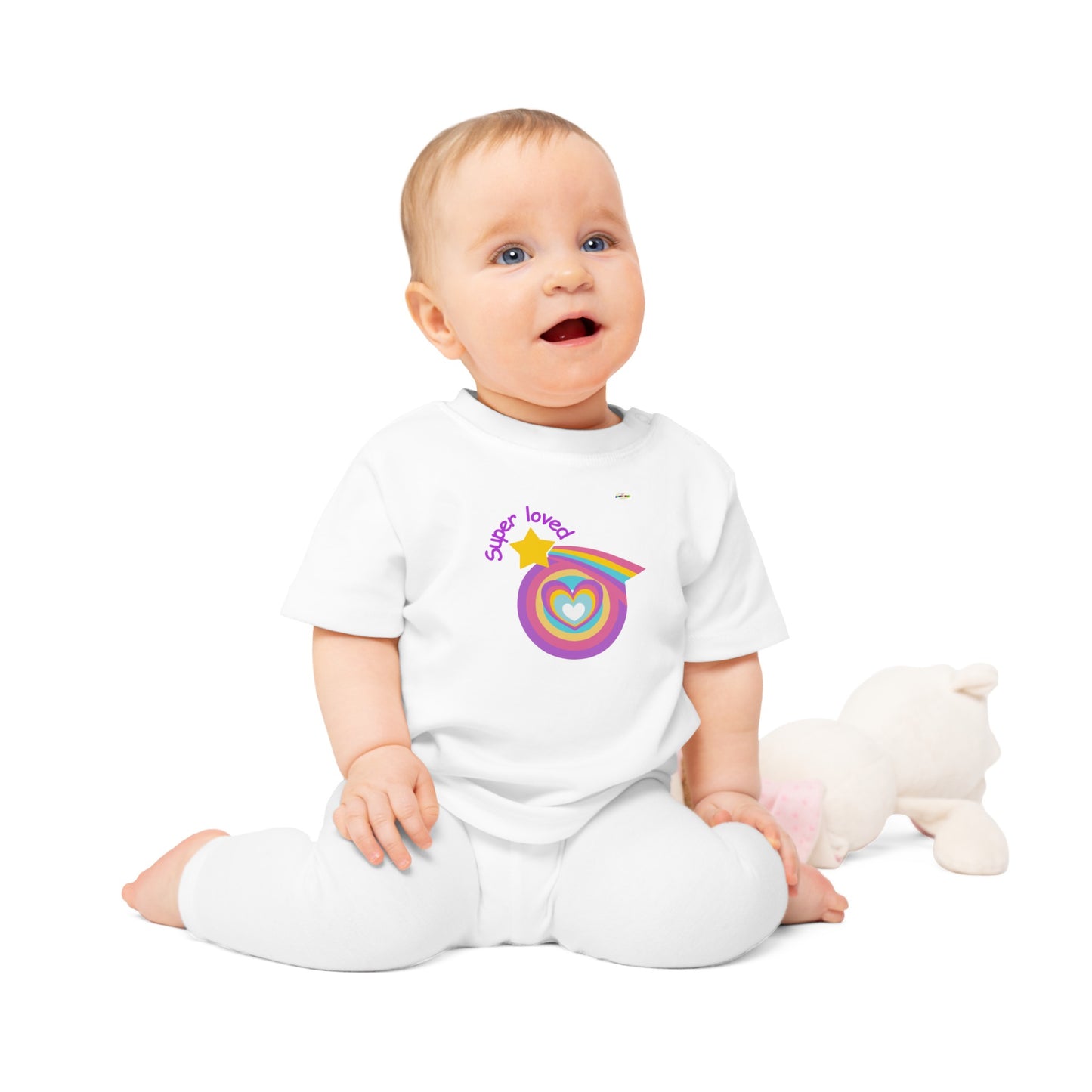 Cute Super Loved Rainbow Star Logo Baby T-Shirt-My Bright Side Clothing