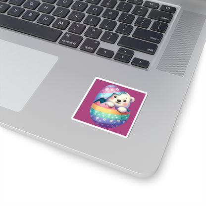 Cute and Sweet Little Polar Bear Easter Egg -Kiss-Cut Sticker-My Bright Side Clothing