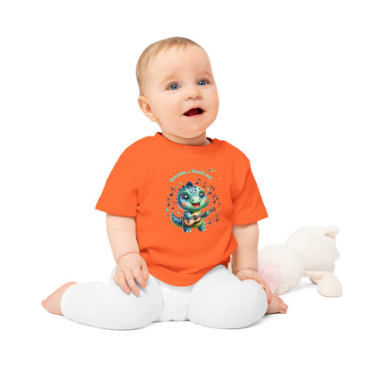 Cute Baby Dino Playing the guitar Baby T-shirt-My Bright Side Clothing