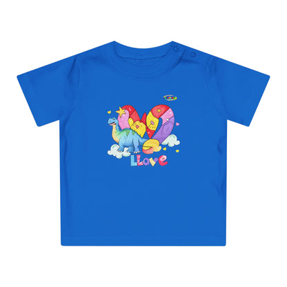 Cute Rainbow Heart Dino Graphic Baby T-Shirt-mybrigtsideclothing.com