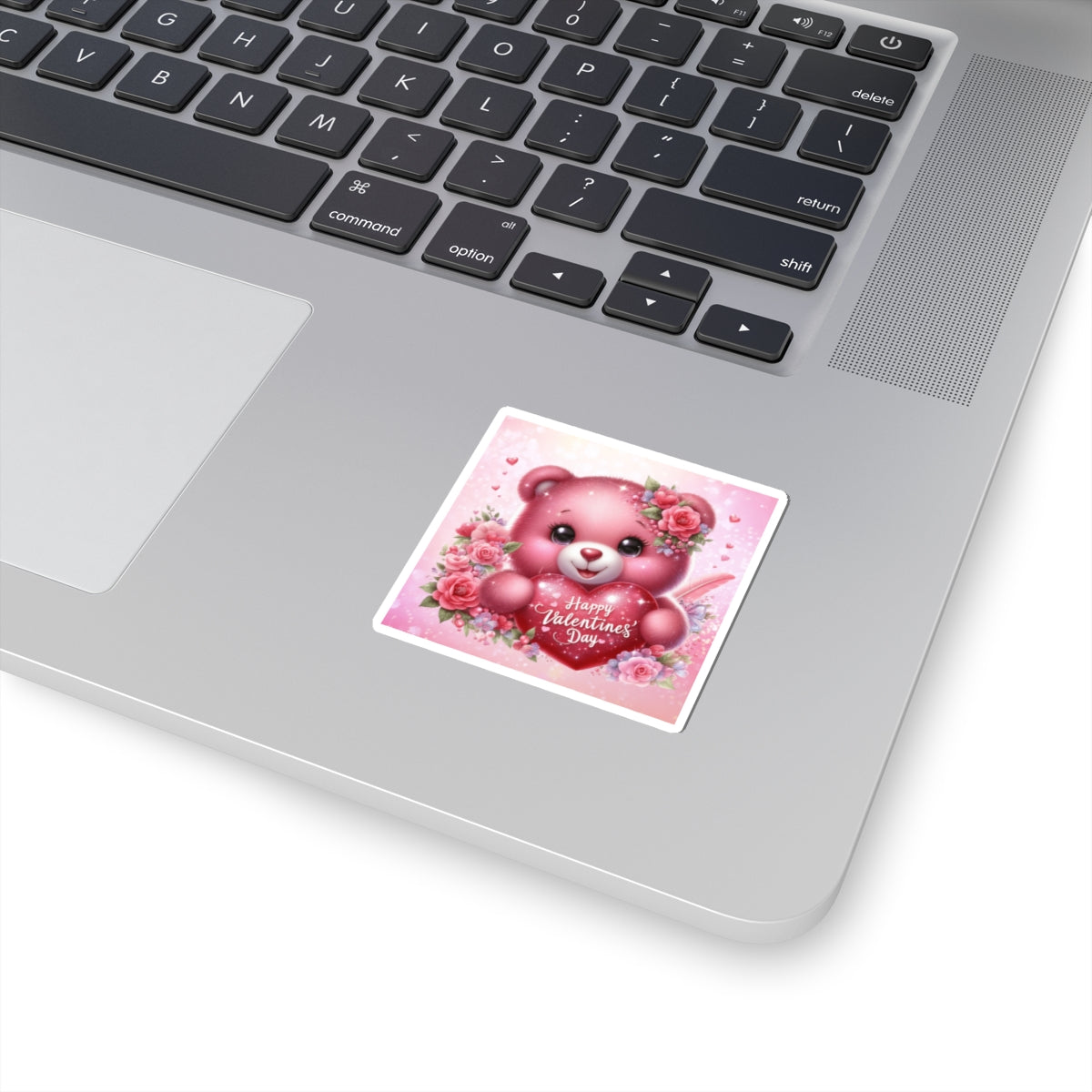 Cute Pink Teddy Bear Valentines Kiss-Cut Sticker-My Bright Side Clothing