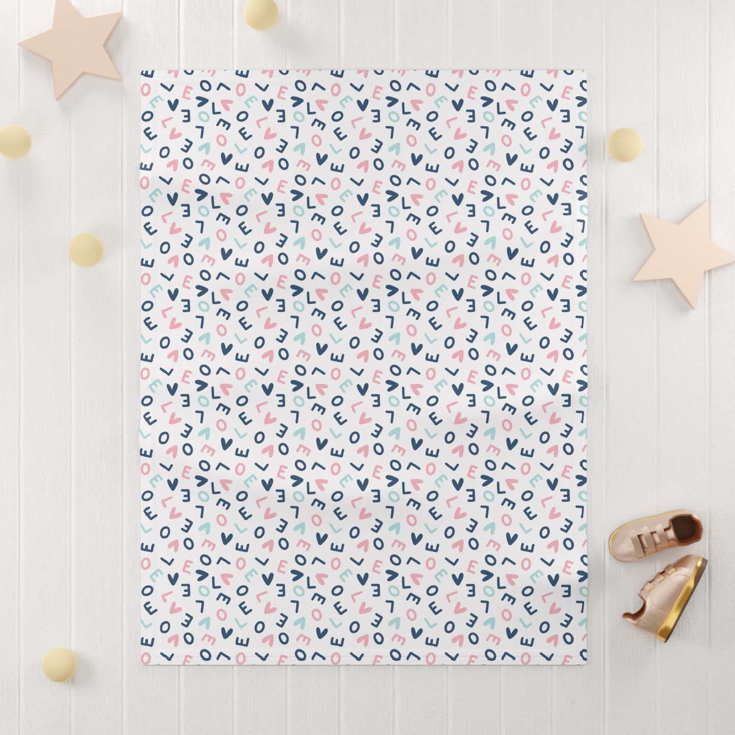 Love Pattern Soft Fleece Baby Blanket-MyBrightSideClothing